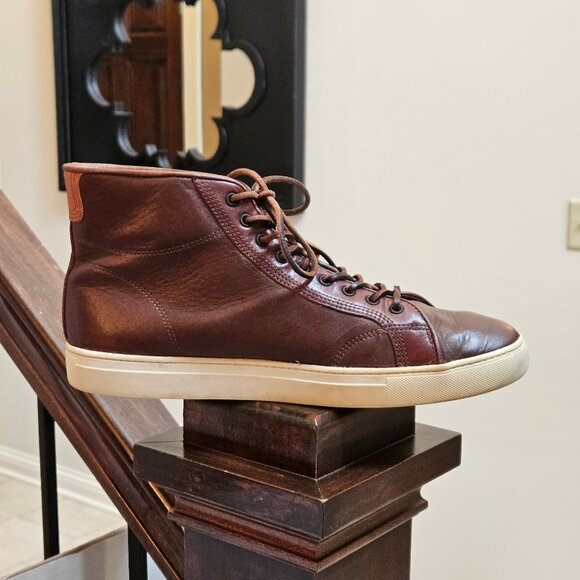 Frye Men's Walker Leather Hi-Top Sneakers, Brown, Sz 12 - Picture 8 of 16